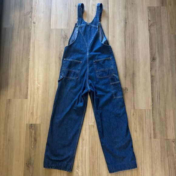 Carhartt Denim Carpenter Dark Blue Jean Overalls Size 34 Workwear Utility Trades - Picture 9 of 11